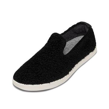 Beige / Black Allbirds Wool Lounger Fluffs Men's Slip On Shoes | IN1089QM