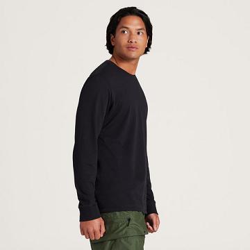 Black Allbirds Allgood Cotton Long Sleeve Men's T Shirts | IN1287AH