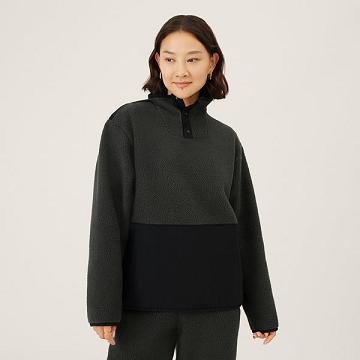 Black Allbirds Fluff Fleece Pullover Women's Hoodie | IN1777GS