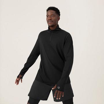 Black Allbirds Performance Quarter Zip Men's Hoodie | IN1327VR