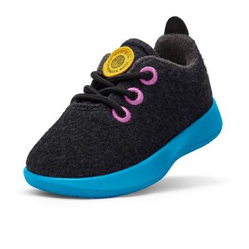 Blue / Black Allbirds Smallbirds Wool Runner Kids' Sneakers | IN1863UZ