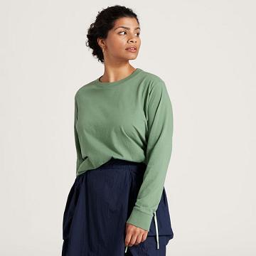 Green Allbirds Allgood Cotton Long Sleeve Women's T Shirts | IN1741NW