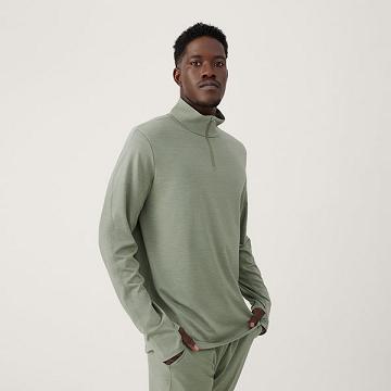 Green Allbirds Performance Quarter Zip Men's Hoodie | IN1325NW