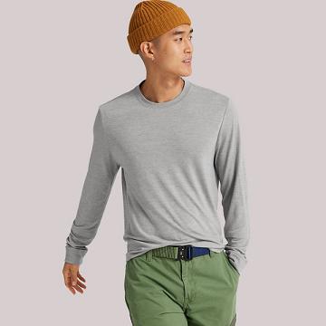 Grey Allbirds Long Sleeve Sea Men's T Shirts | IN1283GS