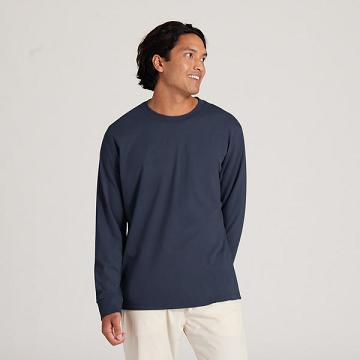 Navy Allbirds Allgood Cotton Long Sleeve Men's T Shirts | IN1290IL