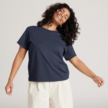 Navy Allbirds Allgood Cotton Women's T Shirts | IN1747LI