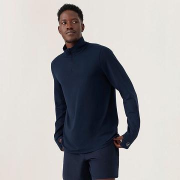 Navy Allbirds Performance Quarter Zip Men's Hoodie | IN1328CT