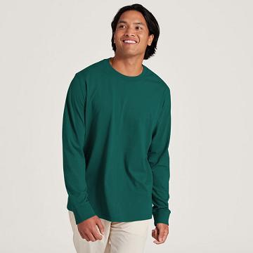 Turquoise Allbirds Allgood Cotton Long Sleeve Men's T Shirts | IN1291UZ