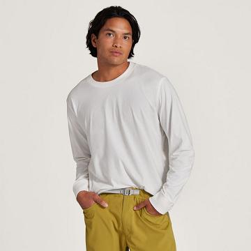 White Allbirds Allgood Cotton Long Sleeve Men's T Shirts | IN1288PJ