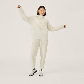 White Allbirds Fluff Fleece Women's Pants | IN1765QM