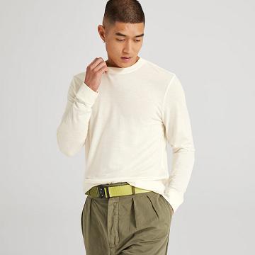 White Allbirds Long Sleeve Sea Men's T Shirts | IN1284FD