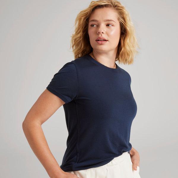 Navy Allbirds Sea Women's T Shirts | IN1737EB