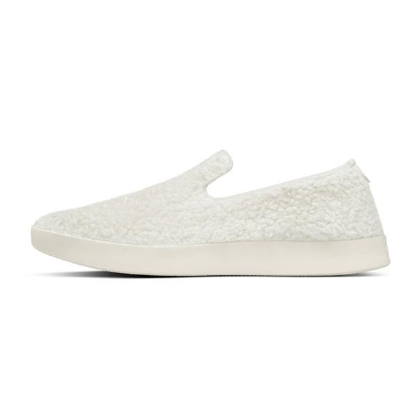 White Allbirds Wool Lounger Fluffs Men's Slip On Shoes | IN1091NW